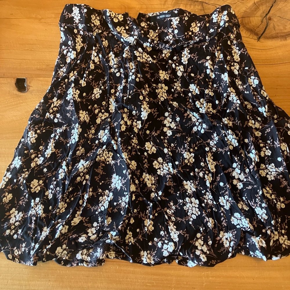 Black Floral A-Line Skirt
